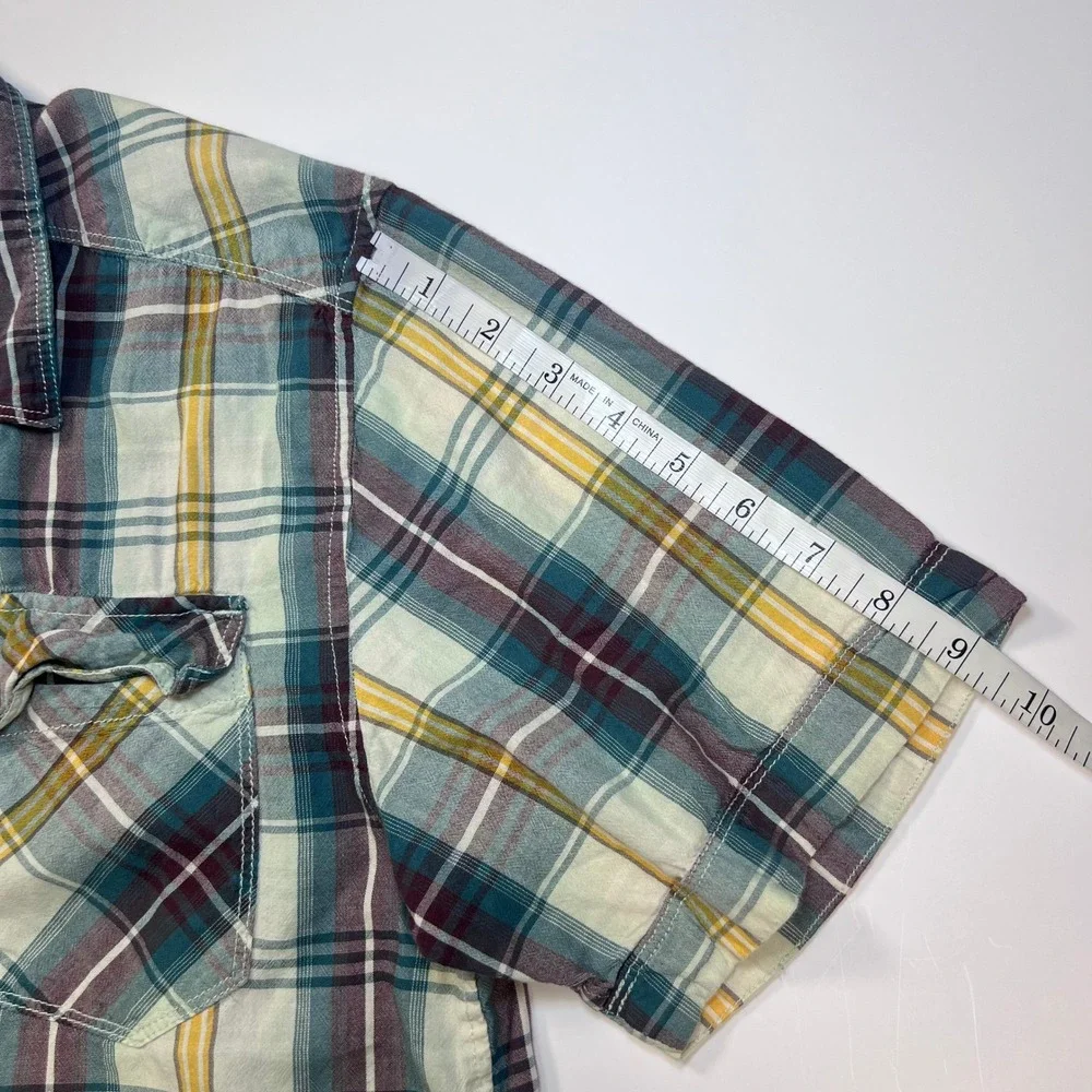 The North Face Plaid Button Down Shirt Mens Medium Short Sleeve TNF Hiking